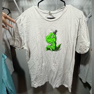 Gray T-Shirt with Green Dinosaur Print
